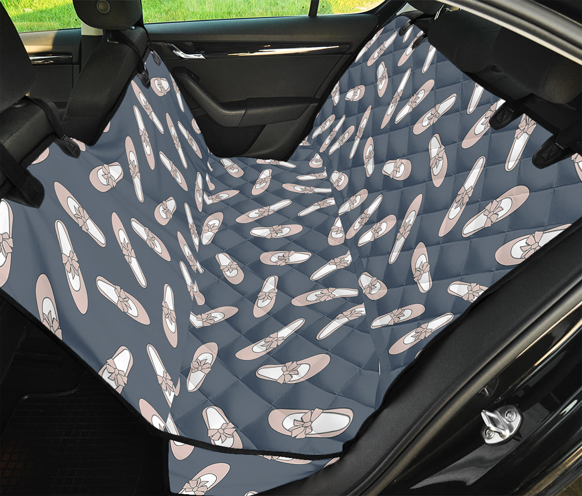 Pink Ballet Shoes Pattern Print Pet Car Back Seat Cover