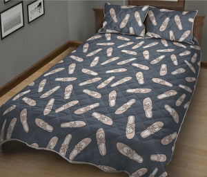 Pink Ballet Shoes Pattern Print Quilt Bed Set