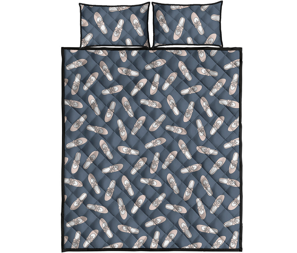 Pink Ballet Shoes Pattern Print Quilt Bed Set