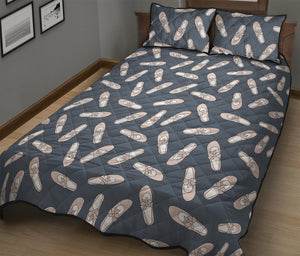 Pink Ballet Shoes Pattern Print Quilt Bed Set