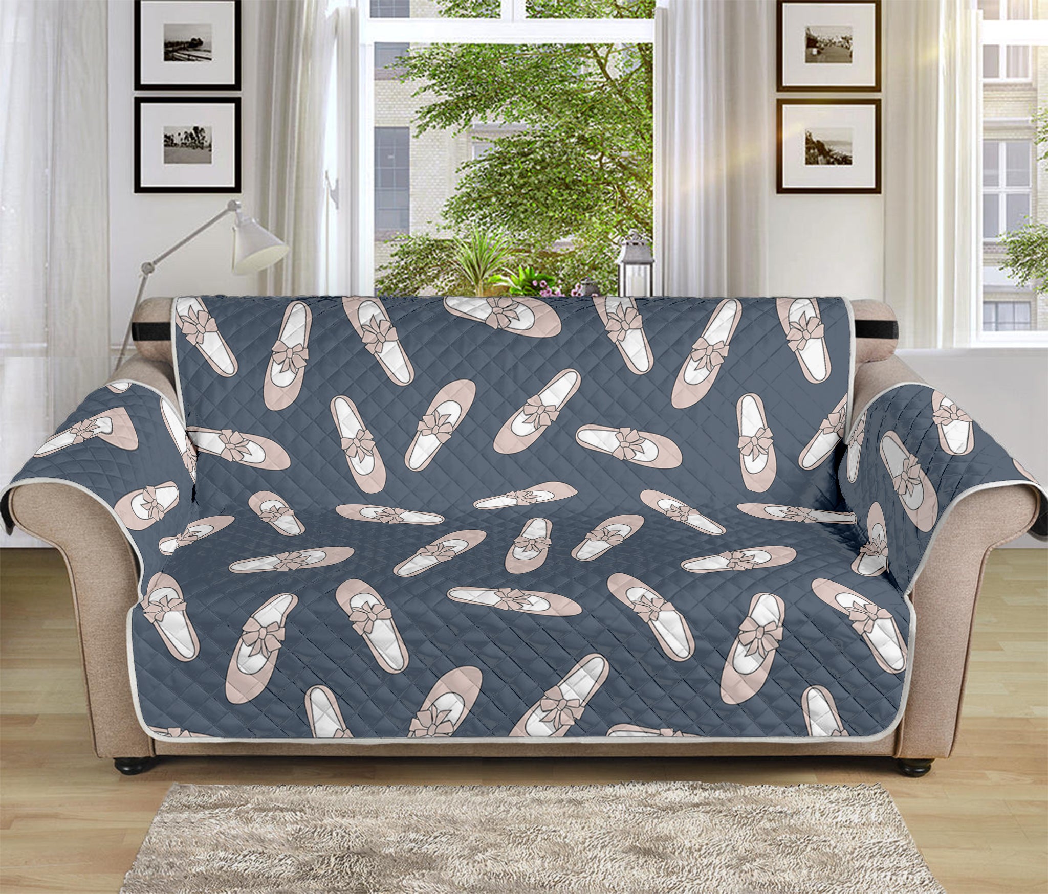 Pink Ballet Shoes Pattern Print Sofa Protector