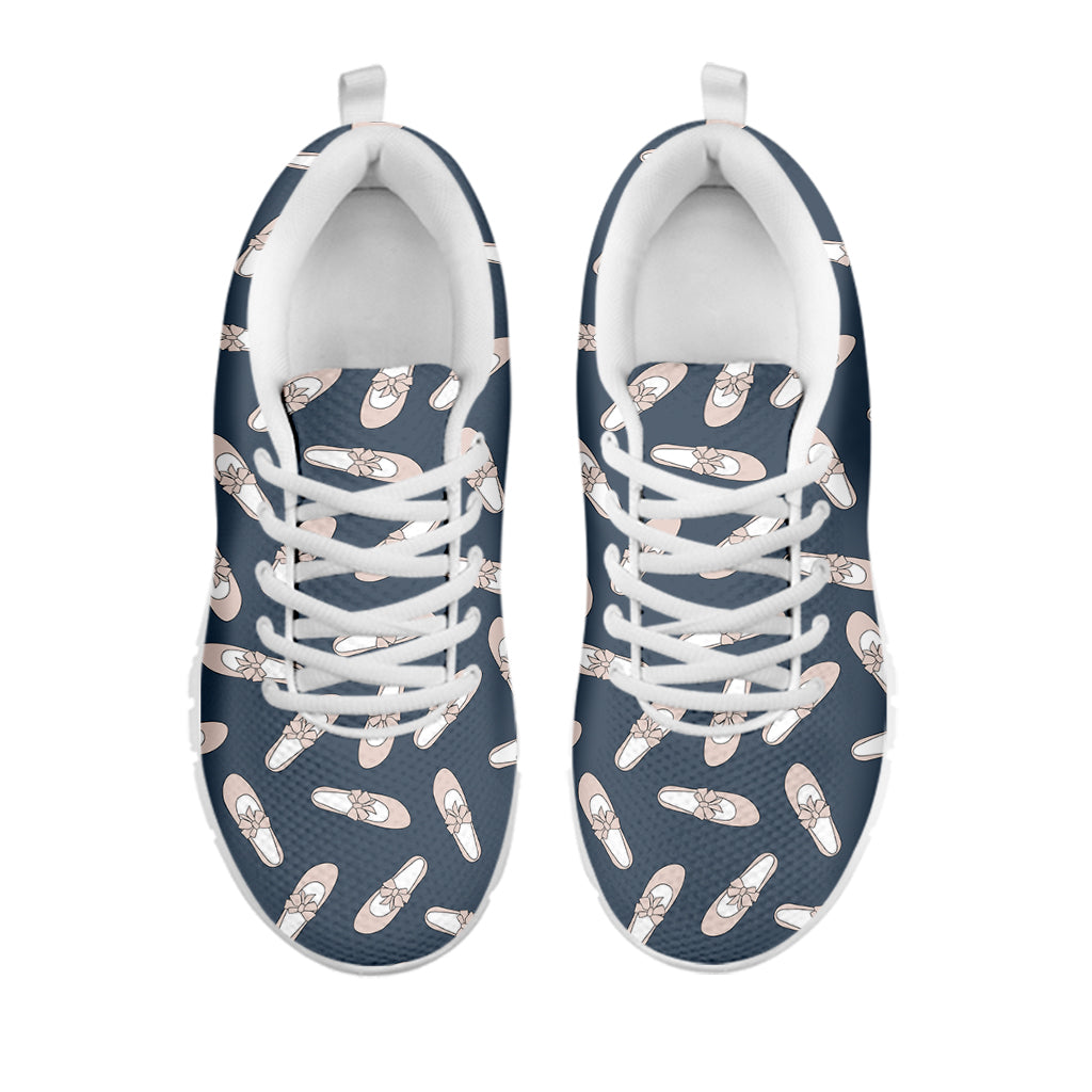 Pink Ballet Shoes Pattern Print White Sneakers