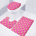 Pink Banana Pattern Print 3 Piece Bath Mat Set