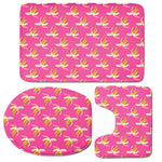Pink Banana Pattern Print 3 Piece Bath Mat Set