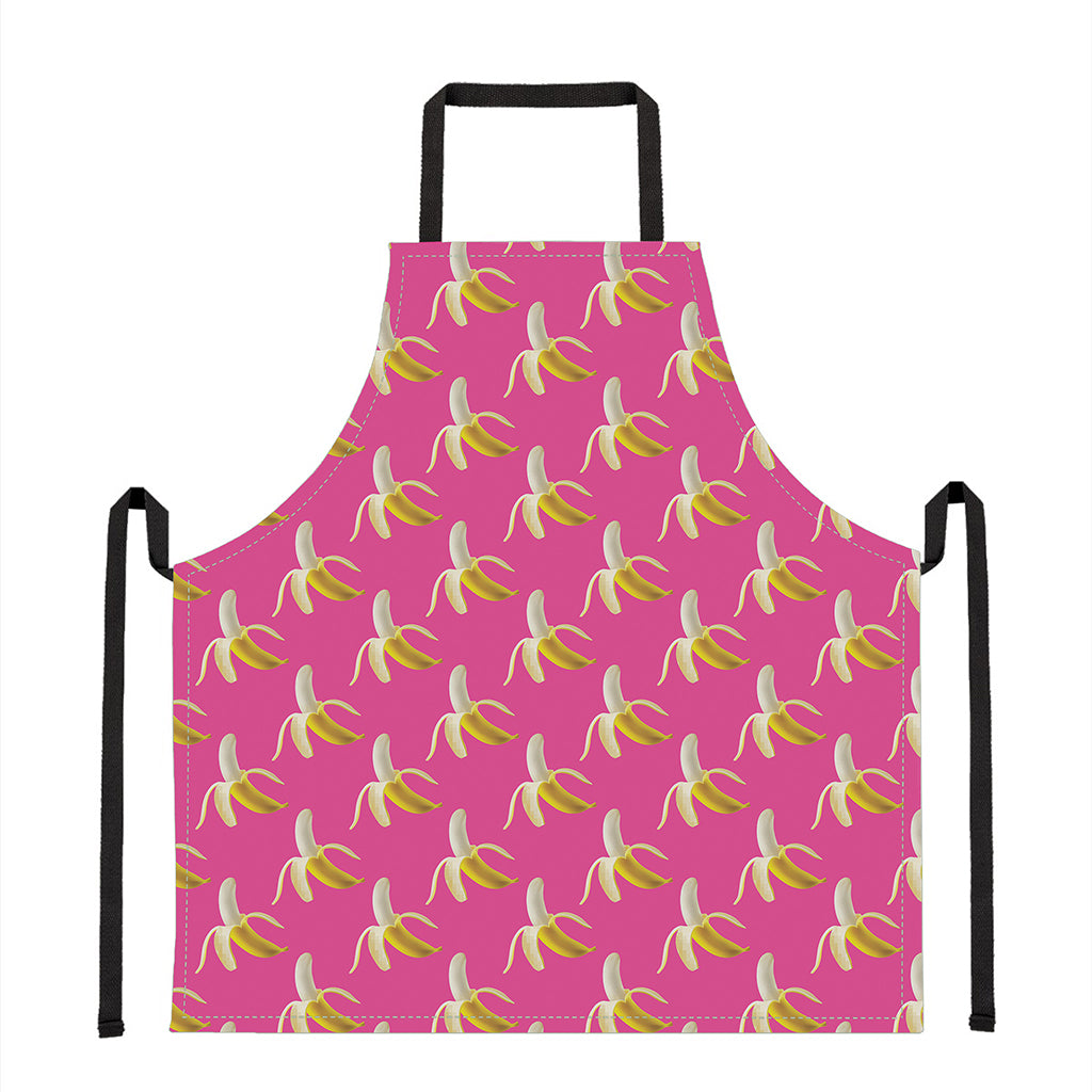 Pink Banana Pattern Print Apron
