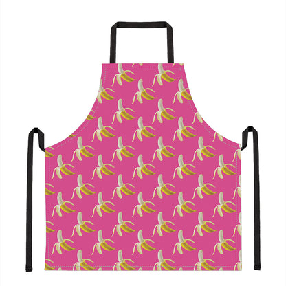 Pink Banana Pattern Print Apron