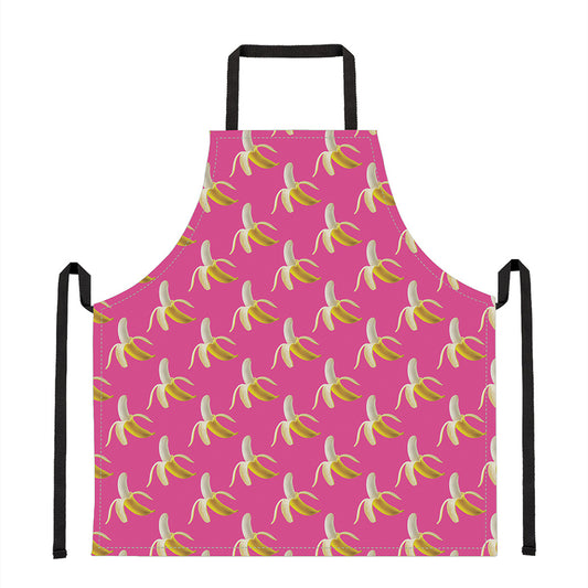 Pink Banana Pattern Print Apron