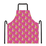 Pink Banana Pattern Print Apron