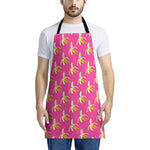 Pink Banana Pattern Print Apron