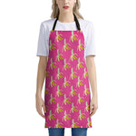 Pink Banana Pattern Print Apron