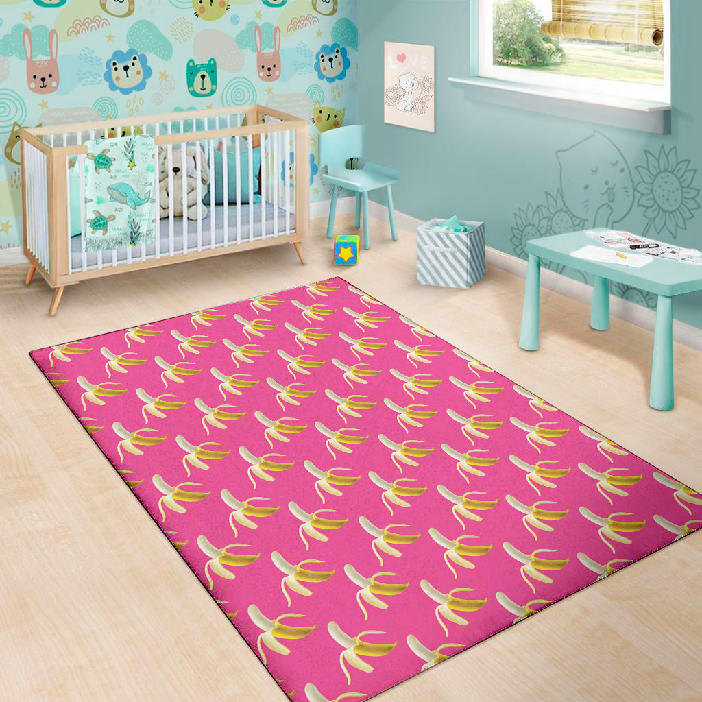 Pink Banana Pattern Print Area Rug