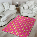 Pink Banana Pattern Print Area Rug