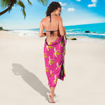 Pink Banana Pattern Print Beach Sarong Wrap