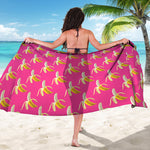 Pink Banana Pattern Print Beach Sarong Wrap