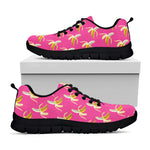 Pink Banana Pattern Print Black Sneakers