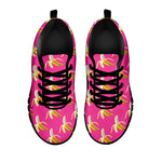 Pink Banana Pattern Print Black Sneakers