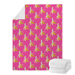 Pink Banana Pattern Print Blanket