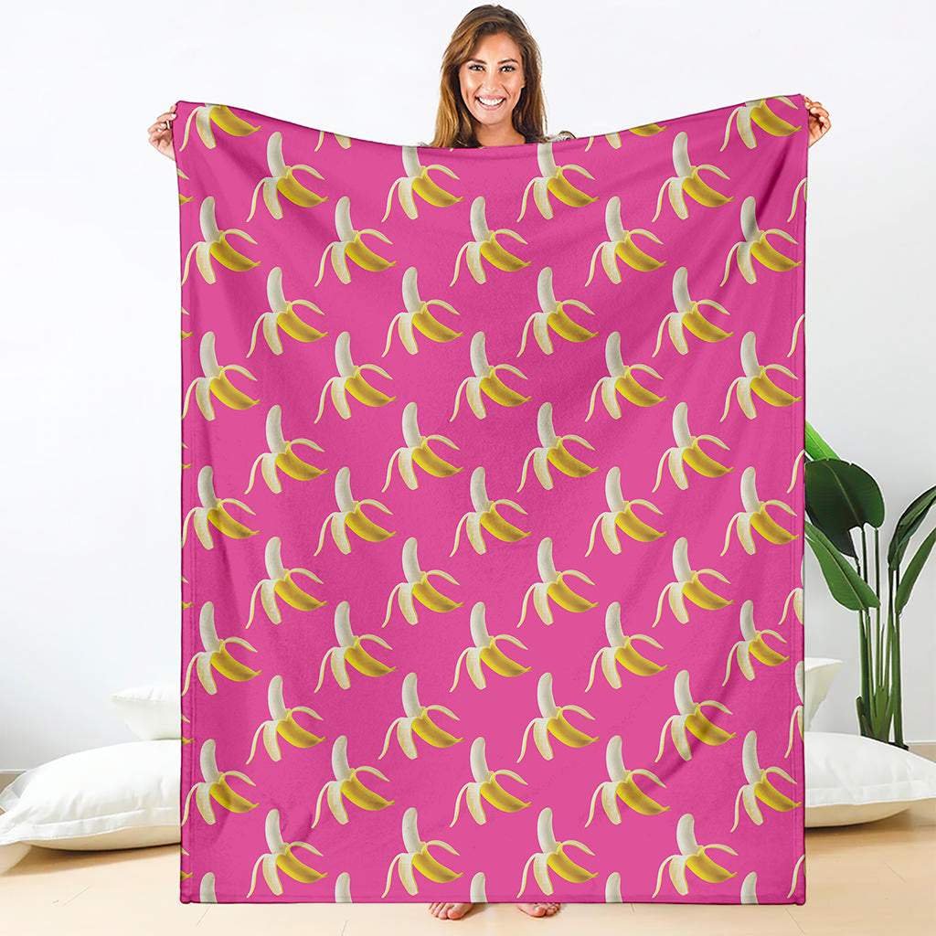 Pink Banana Pattern Print Blanket