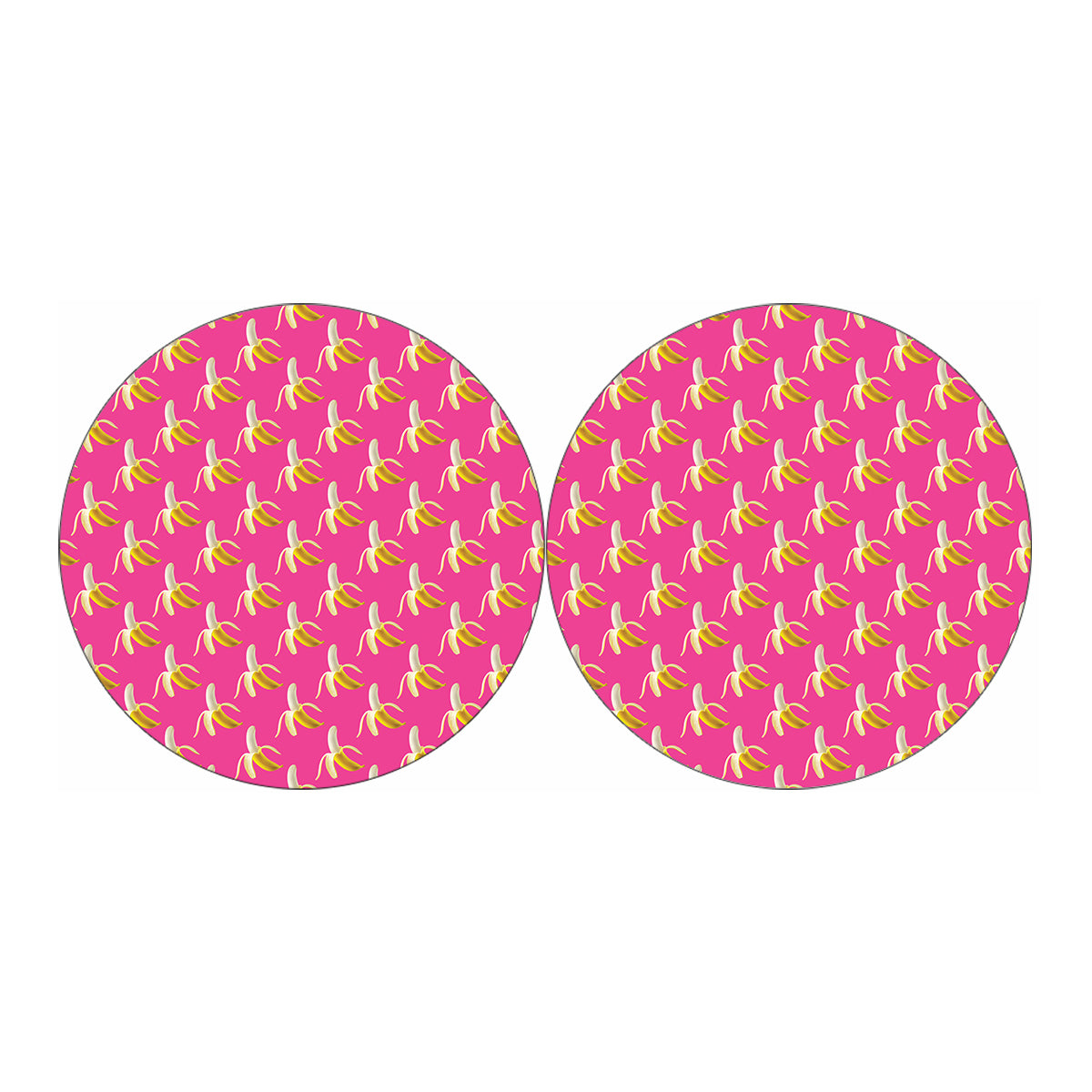 Pink Banana Pattern Print Car Coasters