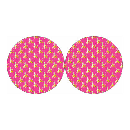 Pink Banana Pattern Print Car Coasters