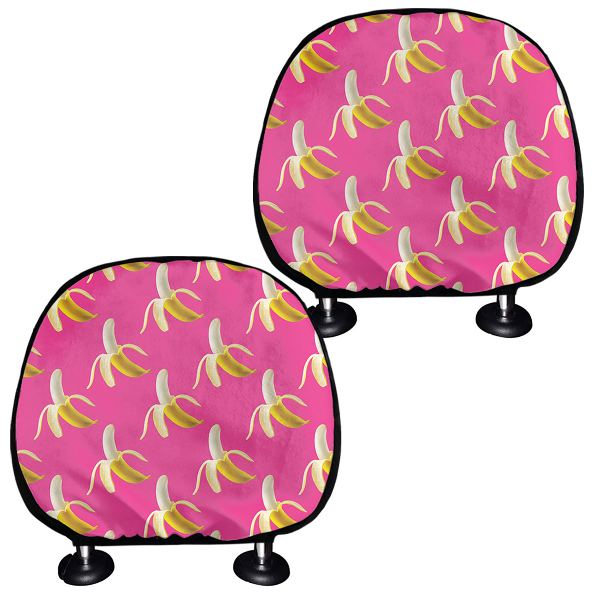 Pink Banana Pattern Print Car Headrest Covers