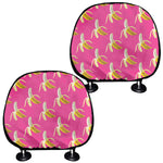 Pink Banana Pattern Print Car Headrest Covers