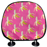 Pink Banana Pattern Print Car Headrest Covers