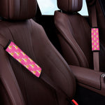 Pink Banana Pattern Print Car Seat Belt Covers