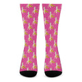 Pink Banana Pattern Print Crew Socks