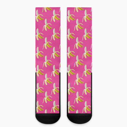 Pink Banana Pattern Print Crew Socks