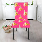 Pink Banana Pattern Print Dining Chair Slipcover