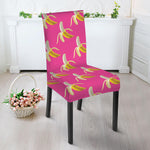 Pink Banana Pattern Print Dining Chair Slipcover