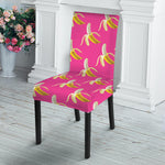Pink Banana Pattern Print Dining Chair Slipcover