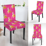 Pink Banana Pattern Print Dining Chair Slipcover