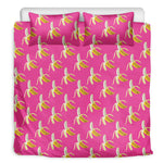 Pink Banana Pattern Print Duvet Cover Bedding Set
