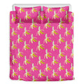 Pink Banana Pattern Print Duvet Cover Bedding Set
