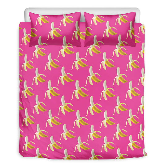 Pink Banana Pattern Print Duvet Cover Bedding Set