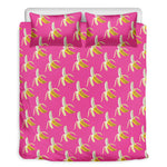 Pink Banana Pattern Print Duvet Cover Bedding Set