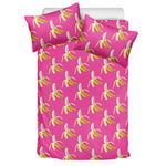 Pink Banana Pattern Print Duvet Cover Bedding Set