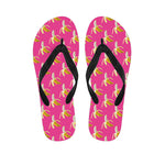 Pink Banana Pattern Print Flip Flops