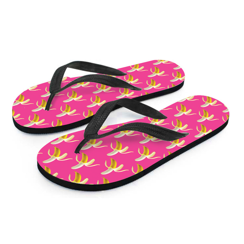 Pink Banana Pattern Print Flip Flops