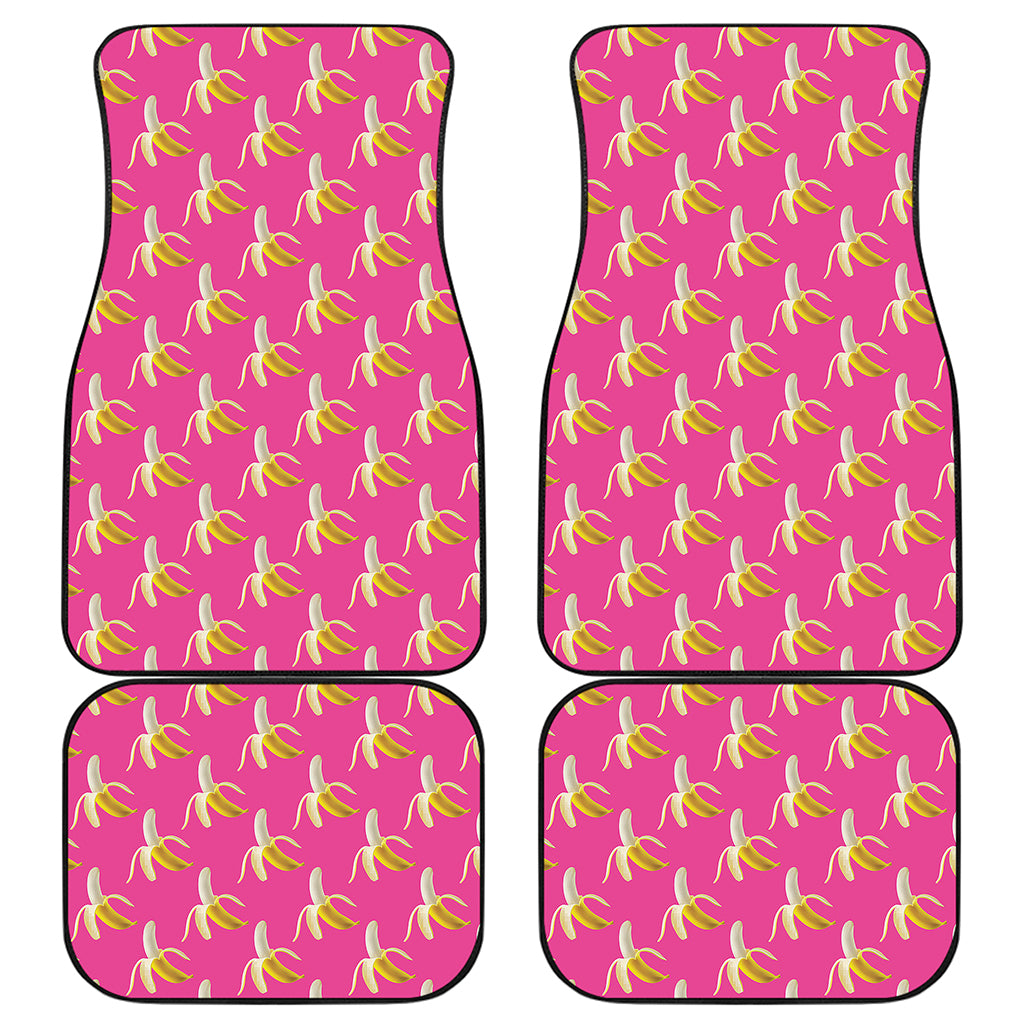 Pink Banana Pattern Print Front and Back Car Floor Mats
