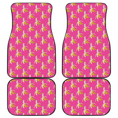 Pink Banana Pattern Print Front and Back Car Floor Mats