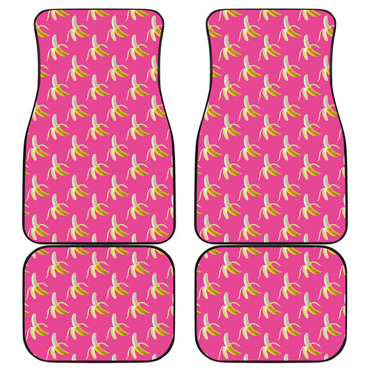 Pink Banana Pattern Print Front and Back Car Floor Mats