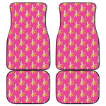 Pink Banana Pattern Print Front and Back Car Floor Mats