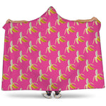 Pink Banana Pattern Print Hooded Blanket