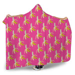 Pink Banana Pattern Print Hooded Blanket