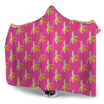 Pink Banana Pattern Print Hooded Blanket