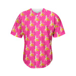 Pink Banana Pattern Print Men's Baseball Jersey
