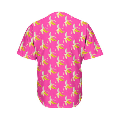 Pink Banana Pattern Print Men's Baseball Jersey